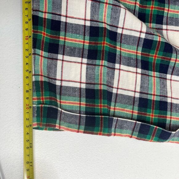 Vintage Talbots Plaid Linen Blend Bermuda Cuffed Shorts Women Size 8 Made in USA - Picture 13 of 14